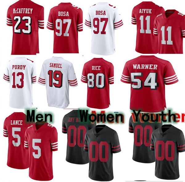 

football jersey 80 jerry rice 15 jauan jennings 29 talanoa hufanga 25 elijah mitchell 22 jeff wilson jr. 42 ronnie lott 5 trey lance 10 jimm, Black;red