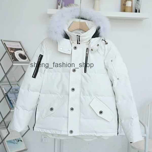 

down jacket mooses knuckles men's fur collar parka winter waterproof white duck coat canada fashion men and women couples casual versio, Black