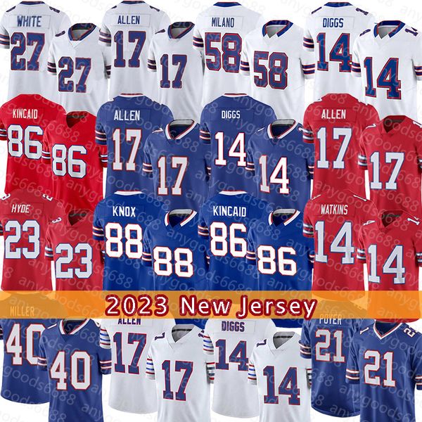 

stefon diggs josh allen football jersey dawson knox buffalos matt milano billes dalton kincaid von miller tre davious white micah hyde poyer, Black;red