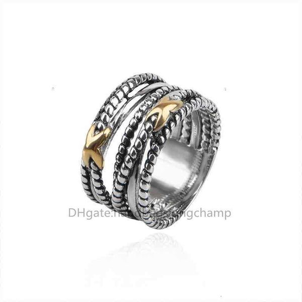 

s925 cross ring designer multilayer classic vintage x jewelry men women ring irregular braid copper twist fashion rings anniversary gift 5n2, Slivery;golden