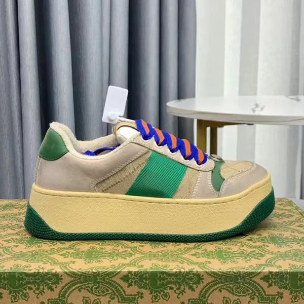

luxury brand screener casual shoes fashion lace-up platform sneakers printed men's and women's casual sneakers outdoor b22 jogging, Black