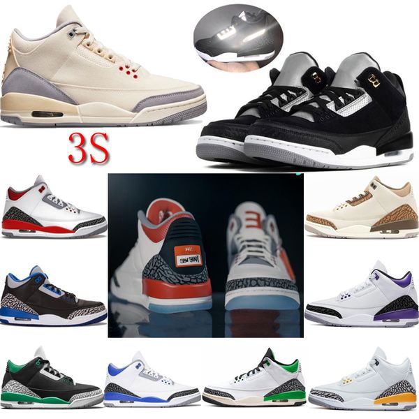 

jumpman 3 basketball shoes 3s retro black cardinal red dark muslin racer blue pine green cool grey fragment unc laser orange georgetown trai