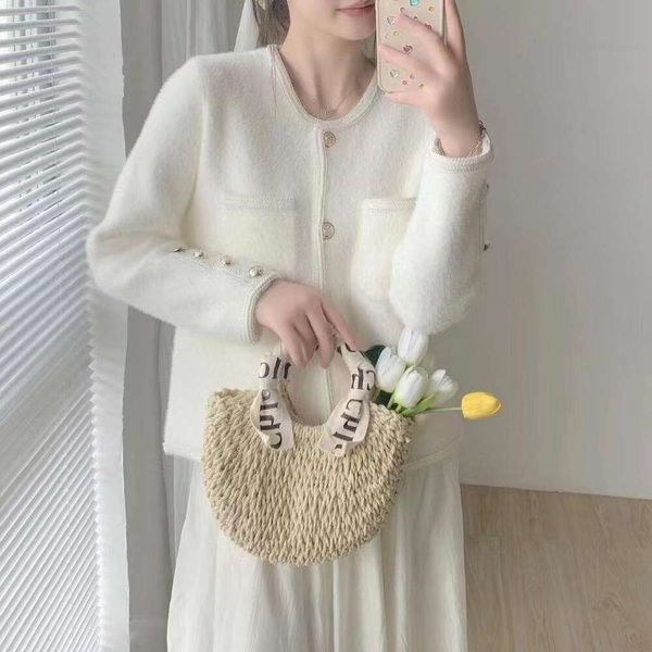 

coat womens spring sweaters and autumn high end ladies white mink like wool fashion all match short sweater, White;black