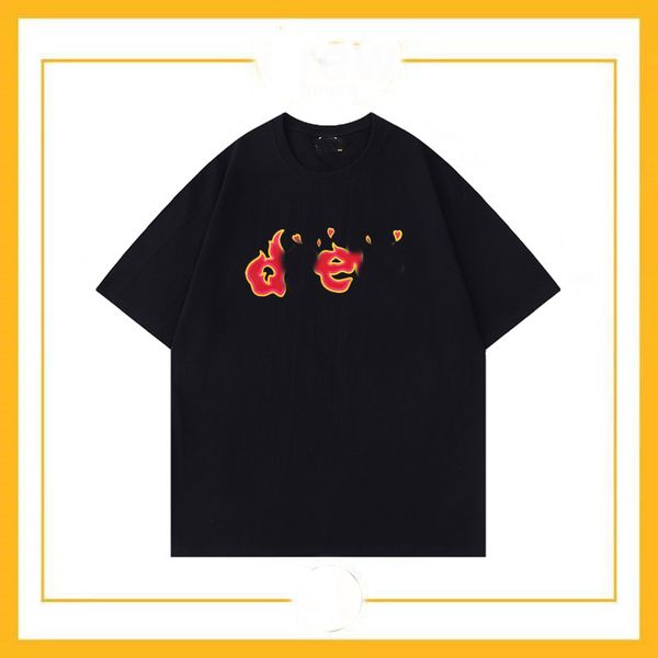 

designer t shirts drewes flame letter smiling face printed t-shirt made of pure cotton loose fit sports short sleeve men's and women&#0, White;black