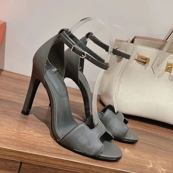 

ladies sandals summer high-heeled shoes women back strap leather stiletto sandanls 105mm luxury designers sandals evening wedding heeled 35-, Black