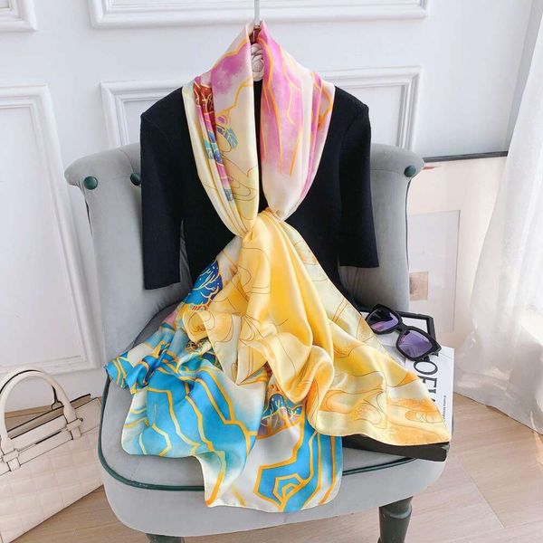 

chinese styled silk scarf womens spring and summer all matching thin beach shawl travel sunblock gauze, Blue;gray
