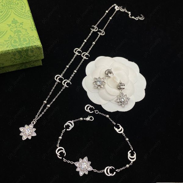 

vintage silver necklaces bracelets earring, crystal, floral pendant, double alphabet, orb elements, designer jewelry fashion women's se