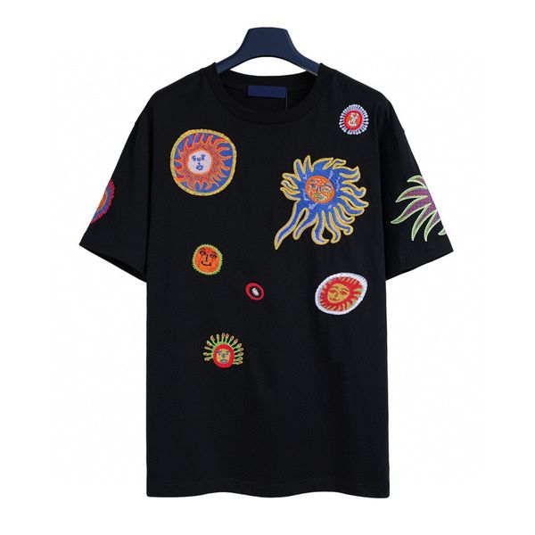 

men's plus tees & polos round t-shirt plus size neck embroidered and printed polar style summer wear with street pure cotton 223w, Black;brown