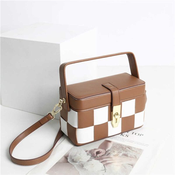

genuine leather women's bag 2023 spring new woven box bag single shoulder crossbody handbag 230902