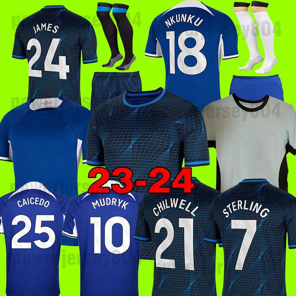 

cfc enzo chels eas 2023 2024 nkunku soccer jerseys gallagher retro 23 24 sterling football shirts mudryk black out men kits kids equipment f, Black;yellow