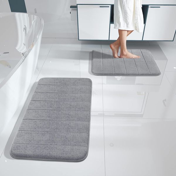 

YUEXUAN Memory Foam Bath Mat Rug, Ultra Soft and Non-Slip Bathroom Rugs, Water Absorbent and Machine Washable Bath Rug for Bathroom, Shower, and Tub 12 Colors, 50CM*80CM