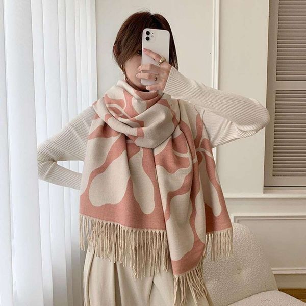 

style imitation cashmere warmth thickened scarf summer long air condition golden branches jade leaves tassels with, Blue;gray