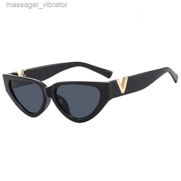 

frame small new triangle v cat eye sunglasses black and white panda stripe zebra print show glasses 5kf2 x968, White;black