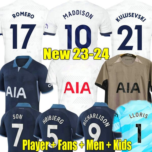

maddison 23 24 son soccer jerseys 2023 2024 jersey football shirt romero perisic kulusevski bentancur richarlison fans players vicario men k, Black;yellow