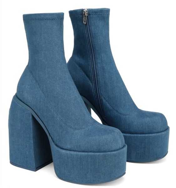 

ankle boots women's fashion red knee tall boots zipper square toe punk thick heel cowboy boots winter new elegant botas de mujer for gi, Black