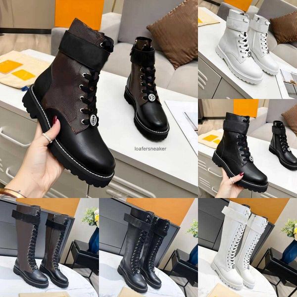 

2023 territory flat ranger boots designer luxury women booties martin leather boot size 35-41, Black