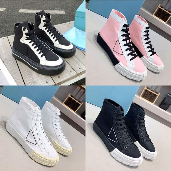 

luxury brand triangle casual shoes men's shoe cover nylon pink designer ms. gao bang chaussure classic canvas sneakers002