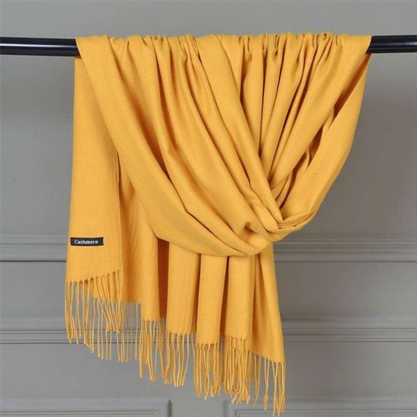 

ma yili luo zijun scarf womens pure color thick tassels warm korean plain shawl all matching, Blue;gray