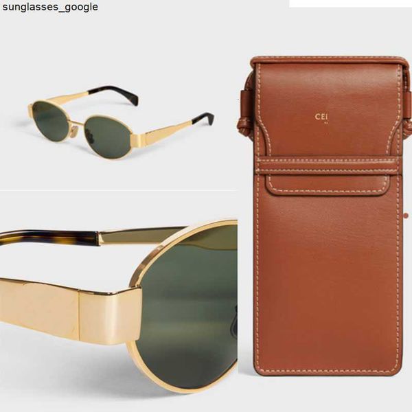 

womens triomphe oval frame sunglasses 40235 women metal mirror legs green lens retro small round little with original box, White;black