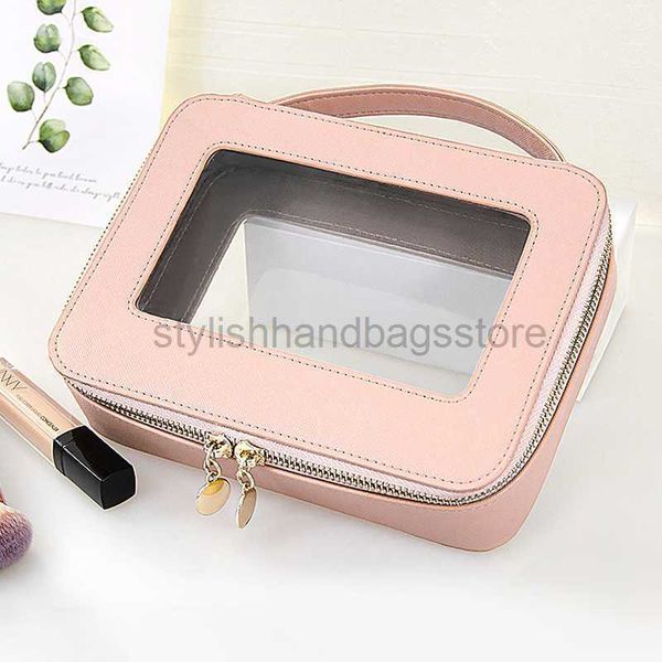 

totes new pu leather portable makeup box multifunctional large capacity transparent waterproof makeup bagstylishhandbagsstore