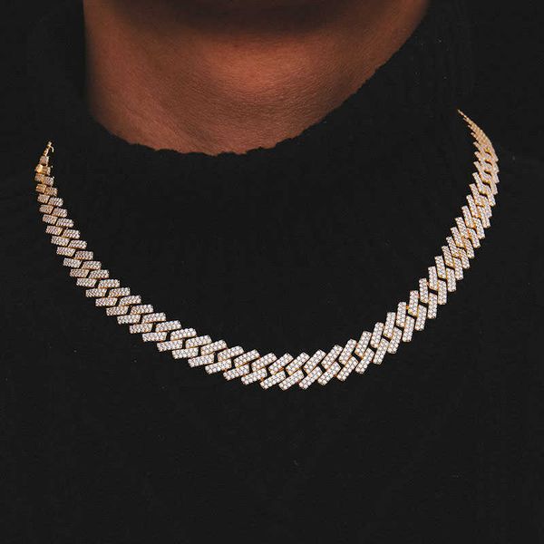 

cuban link chain necklace moissanite jewelry gold iced out miami diamond sier 925 sterling sier for men gold plated provided, Silver