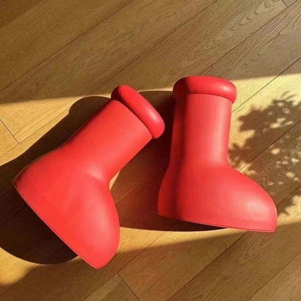 

2023 rain boots mschf men women big red boot eve rubber astro boy reps over the knee booties cartoon shoes thick bottom platform size 35-41, Black