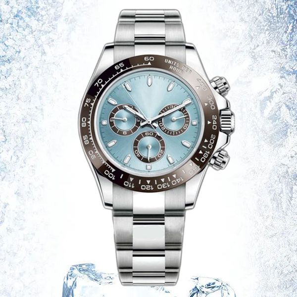 

luxury watch fashion mens watch 40mm all stainless steel strap folding buckle mechanical watches waterproof classic holiday gift great, Slivery;brown