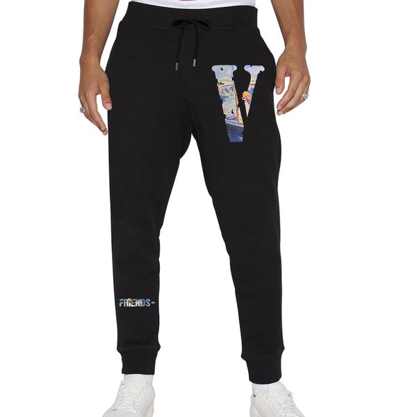 

vlone new baggy pants men's and women's classic casual fashion trend plush sanitary pants simple cotton casual pants vl wk143, Black