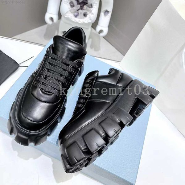

designer monolith casual shoes triangle p loafers shoe women black cloudbust genuine leather shoe increase platform sneakers classic patent