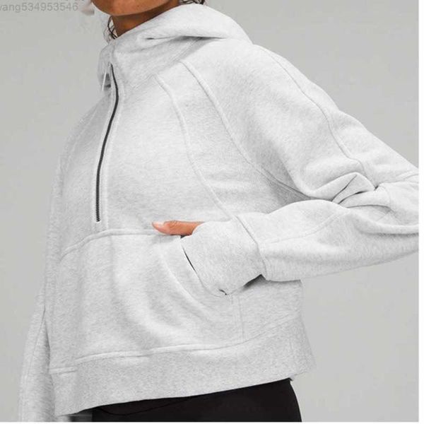 

lulemens womens jackets hoodys plus velvet autumn and winter yoga hoodie scuba thickening sports half zipper terry designer wdov, Black;brown