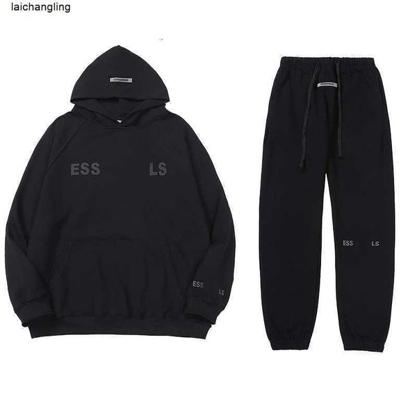 

designer essent ials hoody set men's tracksuits womens hoodies warm pullover hooded letter fashion brand designers loose sweatshirt lov, Black