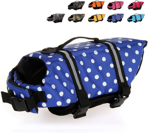 

yuexuan designer dog cat life jacket vest saver safety swimsuit preserver with reflective stripes adjustable belt dogs life vests handle bea