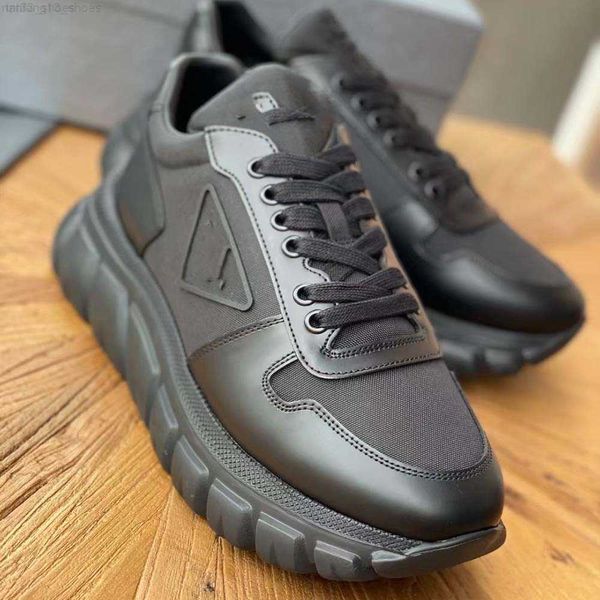 

luxury prax 01 sneakers shoes men's re-nylon technical fabric casual walking famous rubber lug sole party wedding runner trainers eu46, Black