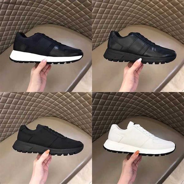 

casual shoes men prax 01 sneakers real leather platform flat trainers cloth lace-up runner breathable canvas shoe, Black