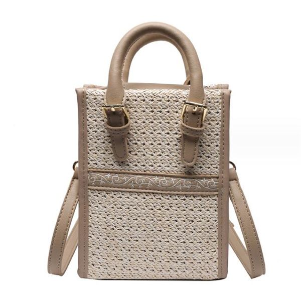 

new ethnic wind shoulder bag girl portable straw bag personality wear travel holiday woven bag, Black