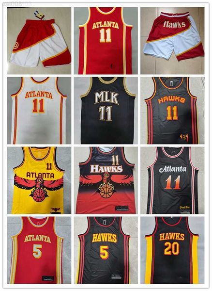 

atlanta''hawks''shorts mens throwback basketball shorts pocket basketball jersey dejounte 5 murray john 20 collins trae, Black
