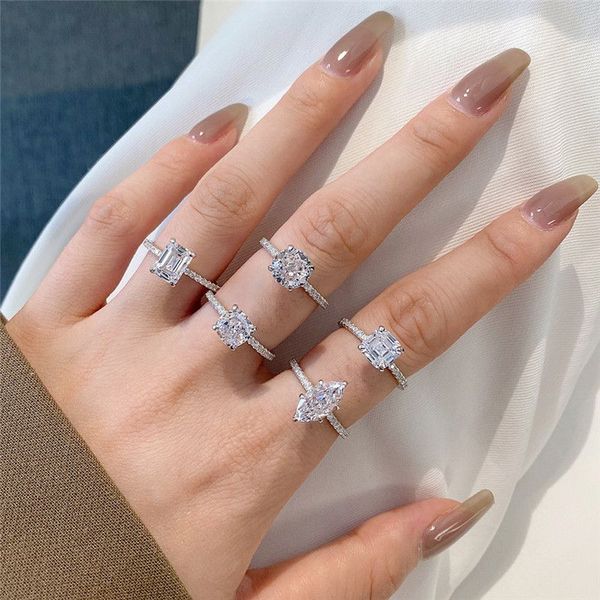 

luxury fashion jewelry designer love ring for woman 100% 925 sterling silver bling diamonds 8a cubic zirconia diamond women bride wedding en, Golden;silver