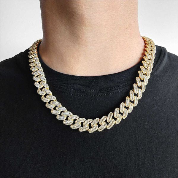 

qd9c custom wholale men women 15mm width thick 18k gold plated punk miami hip hop iced out cuban chain bling jewelry link necklace, Silver