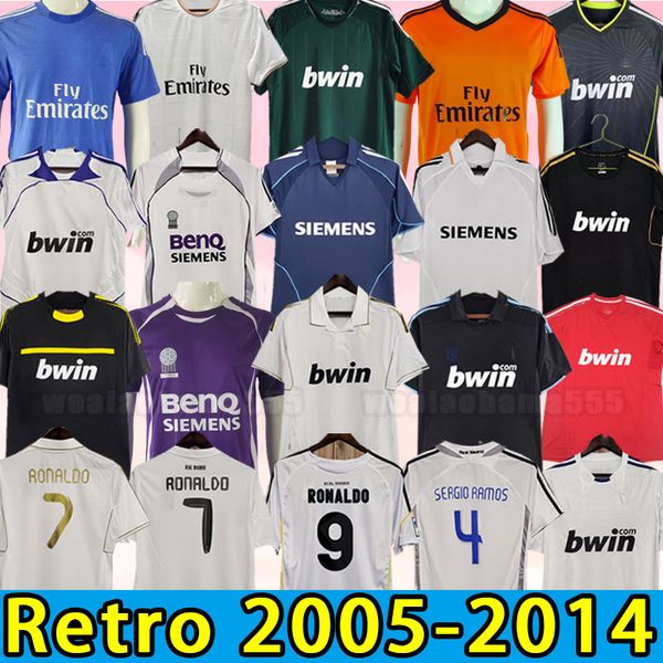 

real madrids retro soccer jerseys bale benzema modric football shirts classic camiseta home away raul r.carlos shirt 05 06 07 08 09 10 11 12, Black;yellow