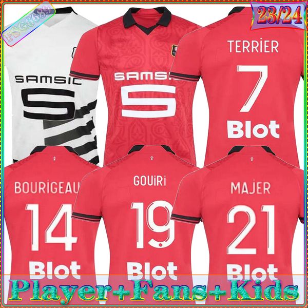 

23 24 stade rennais soccer jerseys home rennes maillot de foot 2023 2024 sulemana bourigeaud terrier doku laborde santamaria men kids kit fo, Black;yellow