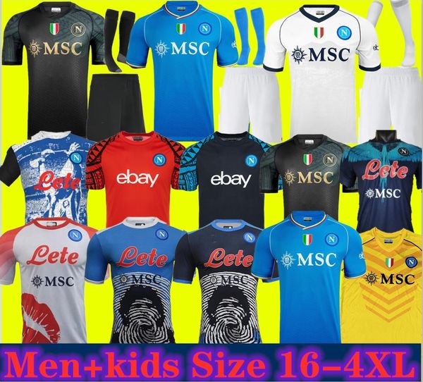 

23 24 napoli soccer jerseys maglia naples 2023 2024 zielinski anguissa olivera kvaratskhelia kids football shirt osimhen fabian lozano home, Black;yellow