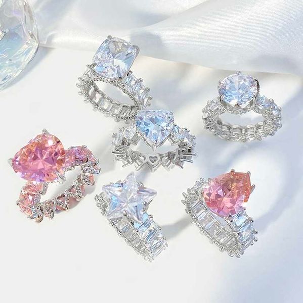 

foxi manufacturer luxury 100% 925 sterling silver trendy color cubic zirconia heart shape silver rings jewelry women