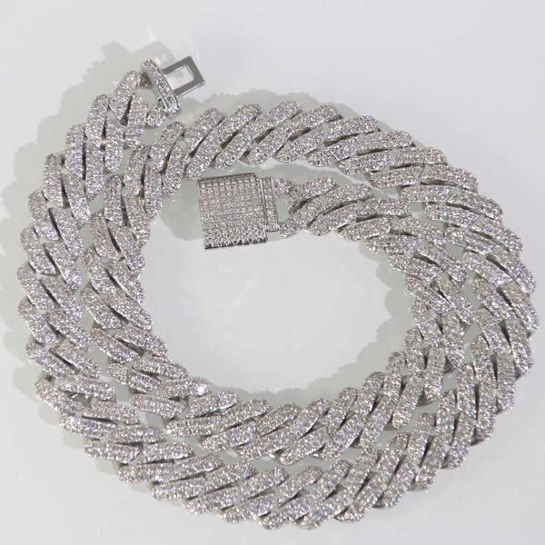 

hip hop jewelry cz12mm diamond pointed cuba chain cuban necklace, Silver