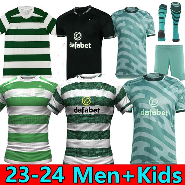 

s-4xl 23 24 celti mcgregor soccer jerseys away third kyogo edouard 2023 elyounoussi ajeti christie o'riley griffiths forrest men kids k, Black;yellow