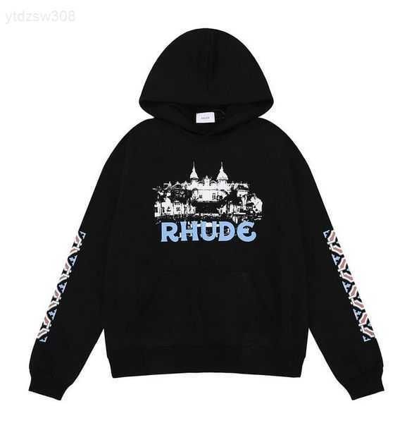 

2023 new rhude hoodies men's women's hoodie designer hoodie casual swea t shirts with printing size s-2xlxkx2, Black