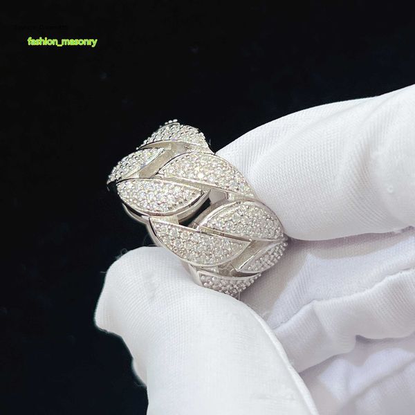 

vivian sterling silver cuban s925 vvs moissanite diamond luxury ring iced out diamond hip hop rings men