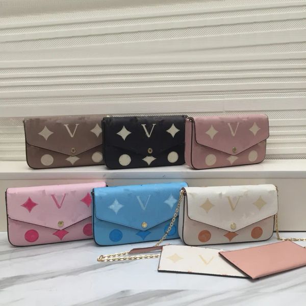 

3-piece set the designer bag handbag multi felicie pochette chain bags luxury women messenger purse genuine leather handbags cross body shou
