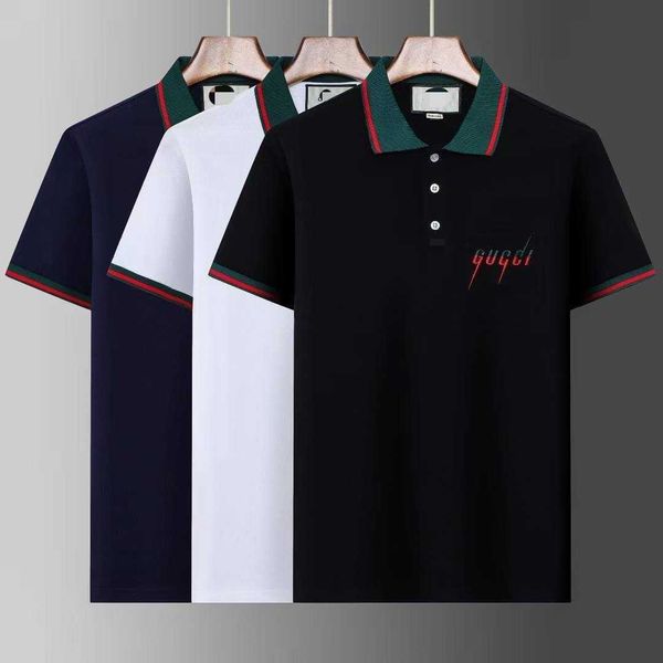 

new polo shirt men's polo neck short sleeve t simple fashion summer, Black