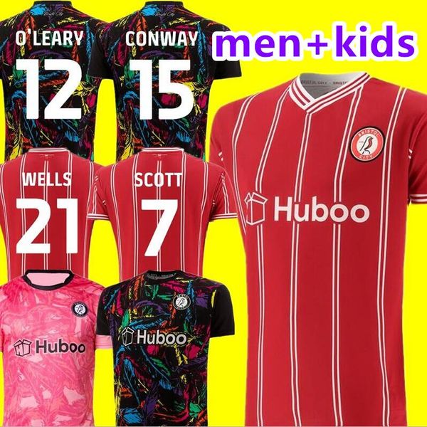 

2023 2024 bristol city soccer jerseys men kids kits scott paterson wells semenyo martin cornick home red gk football shirts mawson kalas mas, Black;yellow