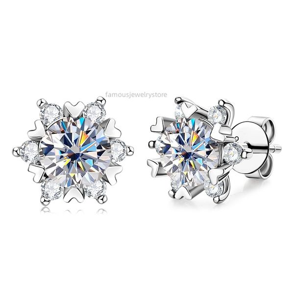 

earings designer for women advanced sense snow earrings female fashion niche mosang stone s925 sterling silver earrings do not fade, Golden;silver